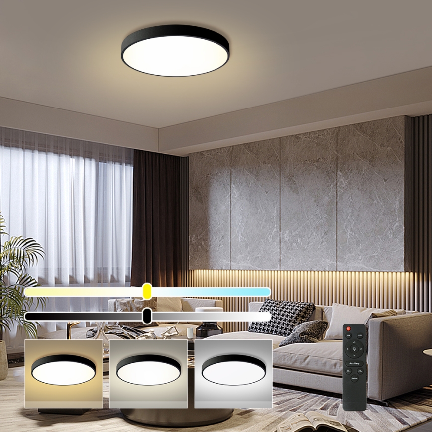 Brilagi - LED Stmievateľné stropné svietidlo POOL LED/60W/230V 3000-6000K pr. 60 cm čierne + diaľkové ovládanie