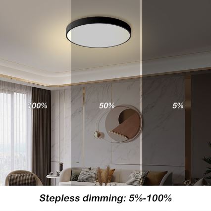 Brilagi - LED Stmievateľné stropné svietidlo POOL LED/60W/230V 3000-6000K pr. 60 cm čierne + diaľkové ovládanie