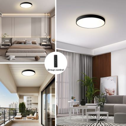 Brilagi - LED Stmievateľné stropné svietidlo POOL LED/60W/230V 3000-6000K pr. 60 cm čierne + diaľkové ovládanie