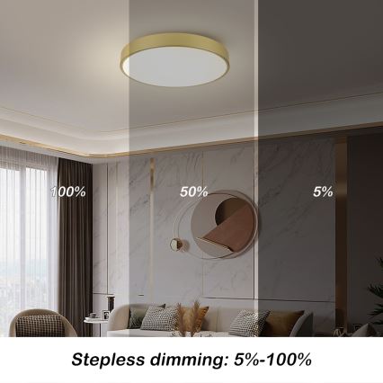Brilagi - LED stmievateľné stropné svietidlo POOL LED/60W/230V 3000-6000K priemer 60 cm zlaté + diaľkové ovládanie