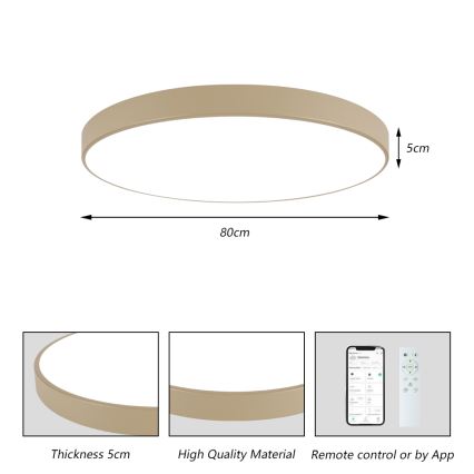 Brilagi - LED stmievateľné stropné svietidlo POOL SMART LED/100W/230V 3000–6000K 80 cm béžové Wi-Fi Tuya + diaľkové ovládanie