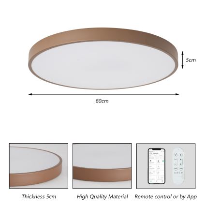 Brilagi - LED stmievateľné svietidlo POOL SMART LED/100W/230V priemer 80 cm Wi-Fi Tuya + diaľkové ovládanie hnedá