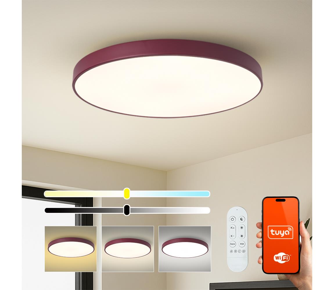 Brilagi-LED stmievateľné svietidlo POOL SMART LED/100W/230V 80 cm Wi‑Fi (Tuya) + diaľkový ovládač, bordová BRI713