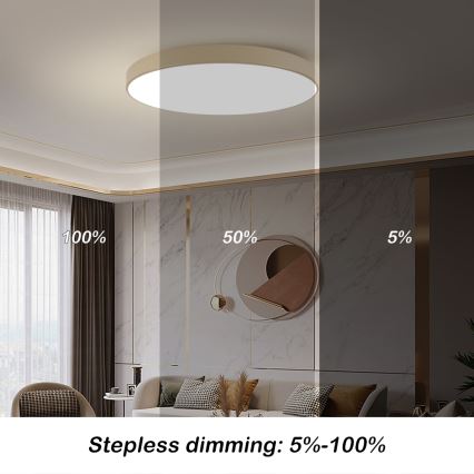 Brilagi - LED stmievateľné stropné svietidlo POOL SMART LED/128W/230V 3000-6000K 100 cm béžové Wi-Fi Tuya + diaľkové ovládanie