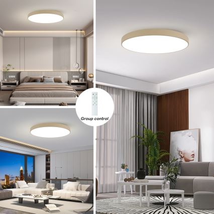 Brilagi - LED stmievateľné stropné svietidlo POOL SMART LED/128W/230V 3000-6000K 100 cm béžové Wi-Fi Tuya + diaľkové ovládanie