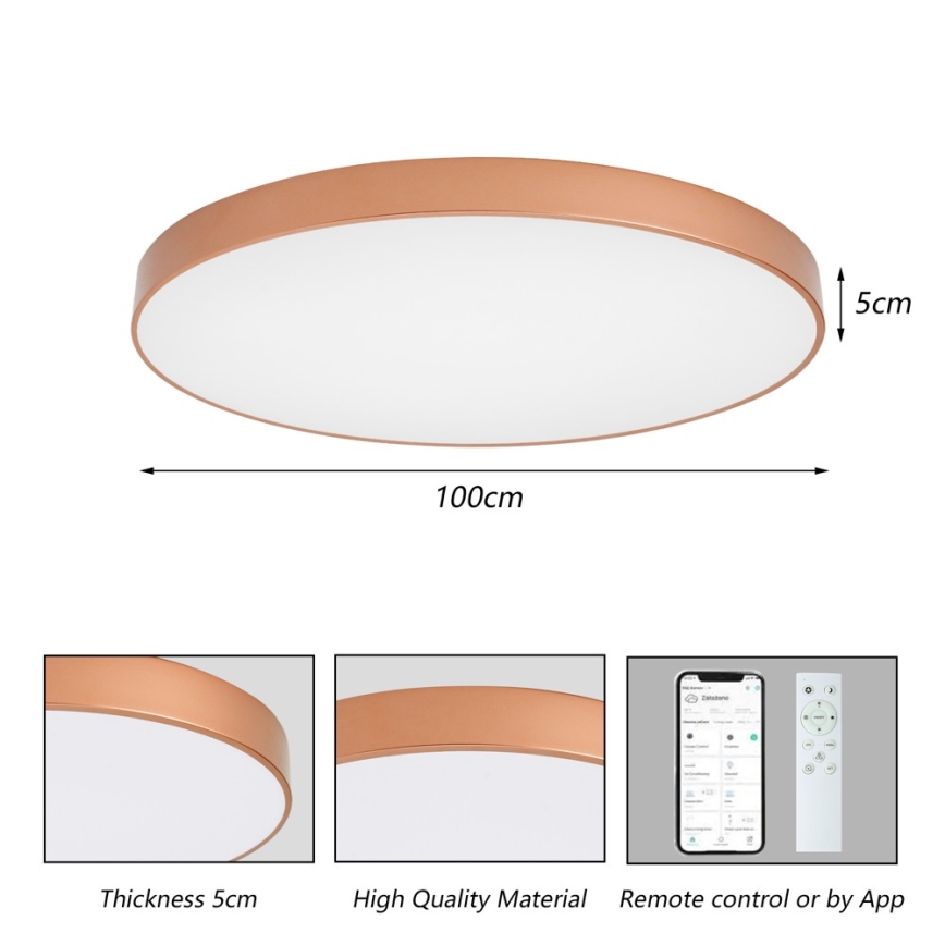 BRILAGI - LED Stmievateľné stropné svietidlo POOL SMART LED/128W/230V 100 cm 3000-6000K Wi-Fi Tuya bronzové + diaľkové ovládanie