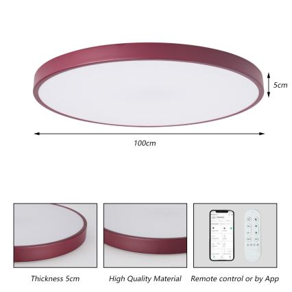 Brilagi - Stmievateľné LED svietidlo POOL SMART LED/128W/230V pr. 100 cm 3000-6000K Wi-Fi Tuya + diaľkové ovládanie bordó