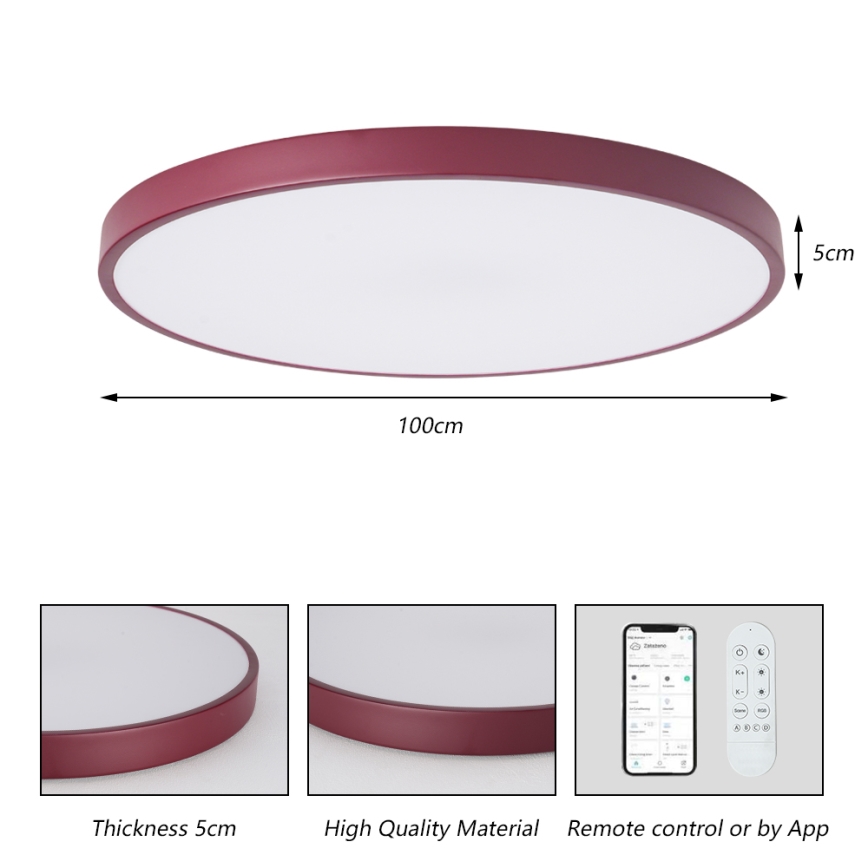 Brilagi - Stmievateľné LED svietidlo POOL SMART LED/128W/230V pr. 100 cm 3000-6000K Wi-Fi Tuya + diaľkové ovládanie bordó