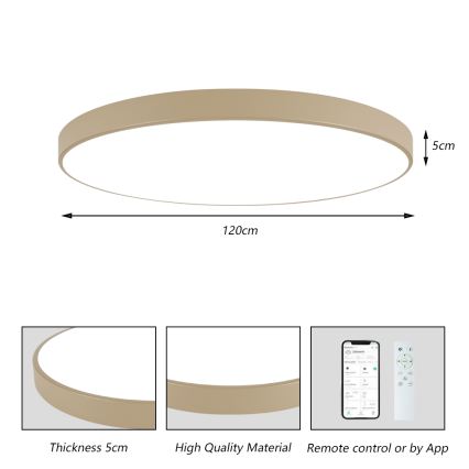 Brilagi - LED stmievateľné stropné svietidlo POOL SMART LED/180W/230V 3000-6000K 120 cm béžové Wi-Fi Tuya + diaľkové ovládanie