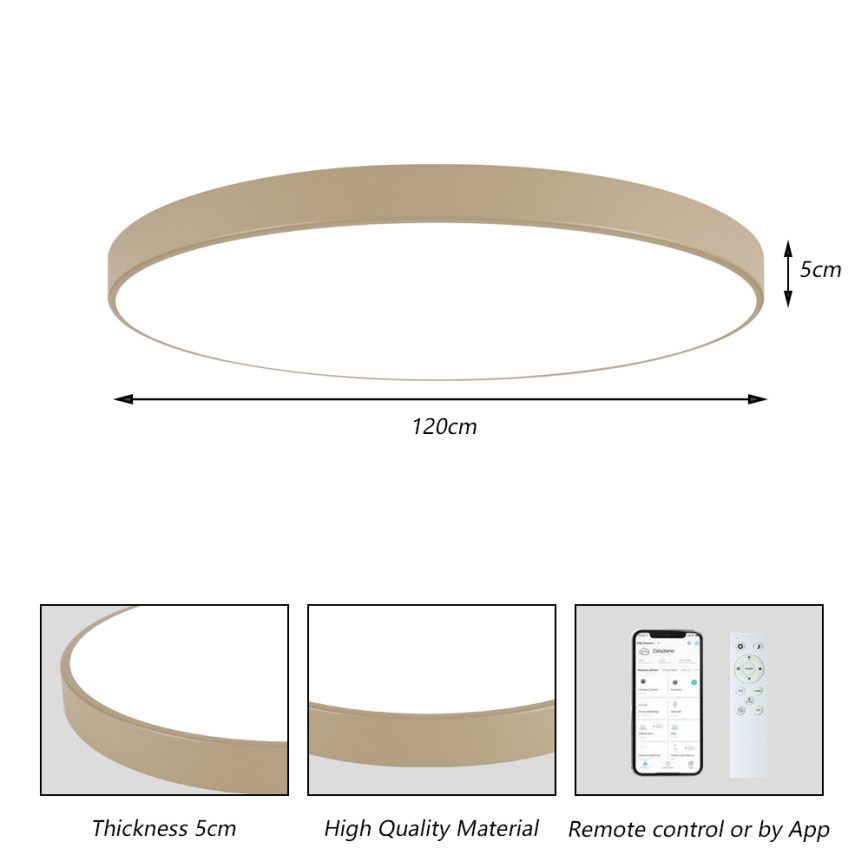 Brilagi - LED Stlmiteľné stropné svietidlo POOL SMART LED/180W/230V 3000-6000K 120 cm béžová Wi-Fi Tuya + diaľkové ovládanie