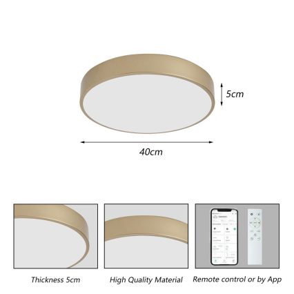 BRILAGI - stmievateľné LED stropné svietidlo POOL SMART LED/48W/230V 3000-6000K pr. 40 cm Wi-Fi Tuya zlaté + diaľkové ovládanie