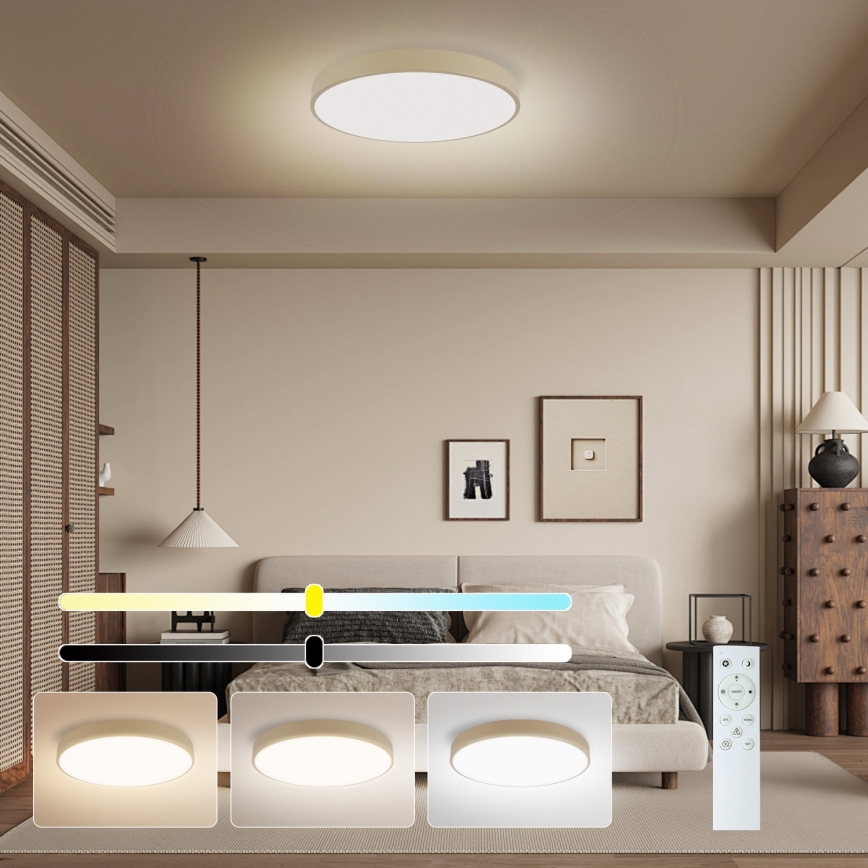 Brilagi - LED Stmievateľné stropné svietidlo POOL SMART LED/48W/230V 3000-6000K pr. 40 cm Wi-Fi Tuya béžová + diaľkové ovládanie