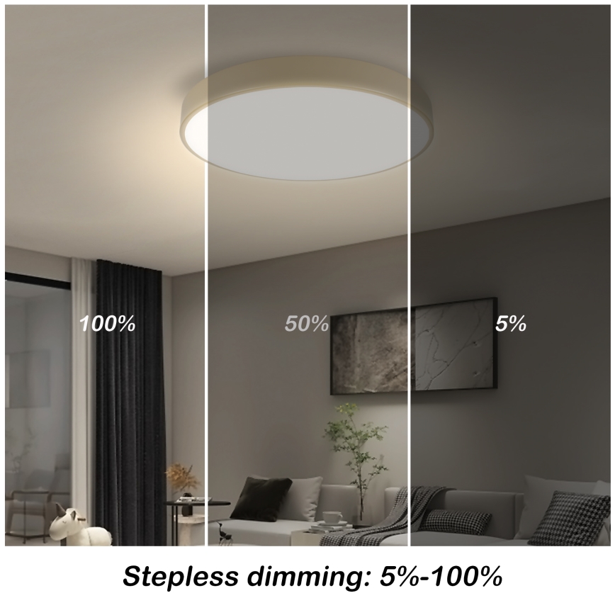 Brilagi - LED Stmievateľné stropné svietidlo POOL SMART LED/48W/230V 3000-6000K pr. 40 cm Wi-Fi Tuya béžová + diaľkové ovládanie