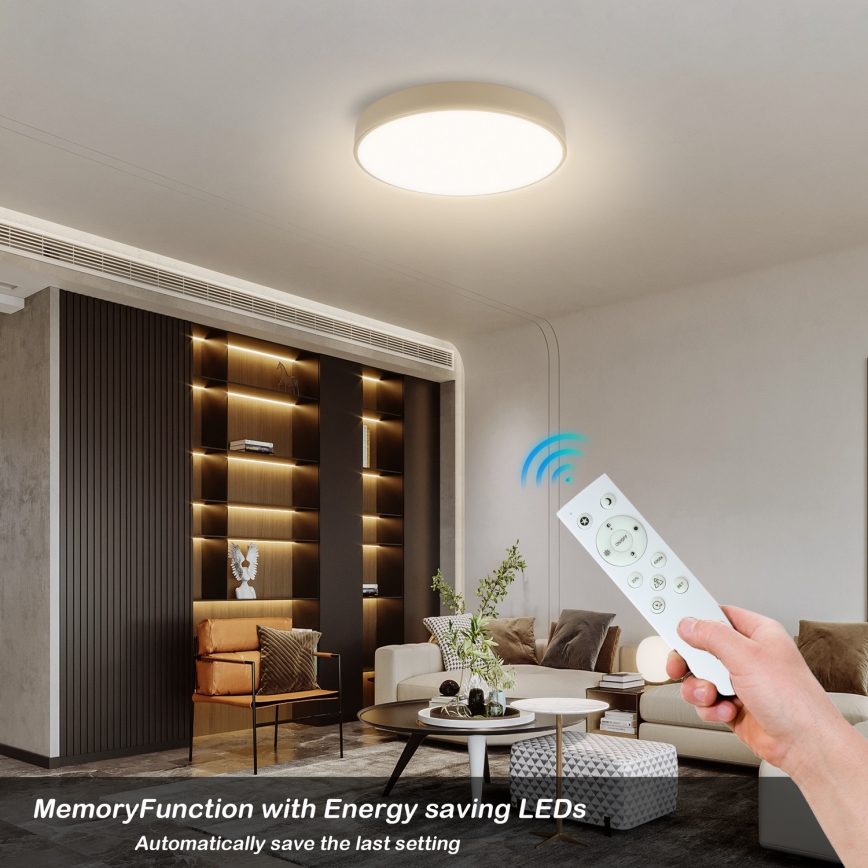 Brilagi - LED Stmievateľné stropné svietidlo POOL SMART LED/48W/230V 3000-6000K pr. 40 cm Wi-Fi Tuya béžová + diaľkové ovládanie