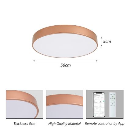 Brilagi - LED stmievateľné stropné svietidlo POOL SMART LED/60W/230V 3000-6000K pr. 50 cm Wi-Fi Tuya bronzová + diaľkové ovládanie