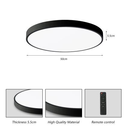 Brilagi - LED Stmievateľné stropné svietidlo POOL SMART LED/60W/230V 50 cm 3000-6000K Wi-Fi Tuya + diaľkové ovládanie čierna