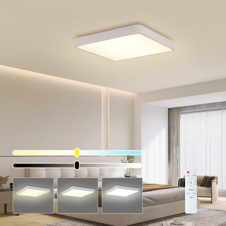 Brilagi - LED Stmievateľné stropné svietidlo POOL SQUARE LED/48W/230V 3000-6000K 50x50 cm biela + diaľkové ovládanie