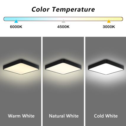 Brilagi - LED Stmievateľné stropné svietidlo POOL SQUARE LED/48W/230V 3000-6000K 50x50 cm čierna + diaľkové ovládanie
