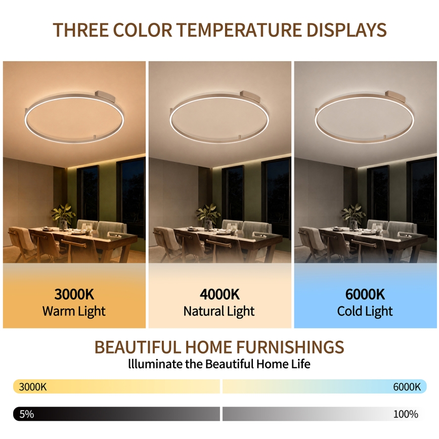 Brilagi - stmievateľné LED stropné svietidlo PORTOFINO LED/60W/230V 3000-6000K priemer 80 cm béžová + diaľkové ovládanie