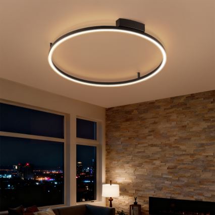 Brilagi - LED stmievateľné stropné svietidlo PORTOFINO LED/60W/230V 3000-6000K priemer 80 cm čierna + diaľkové ovládanie