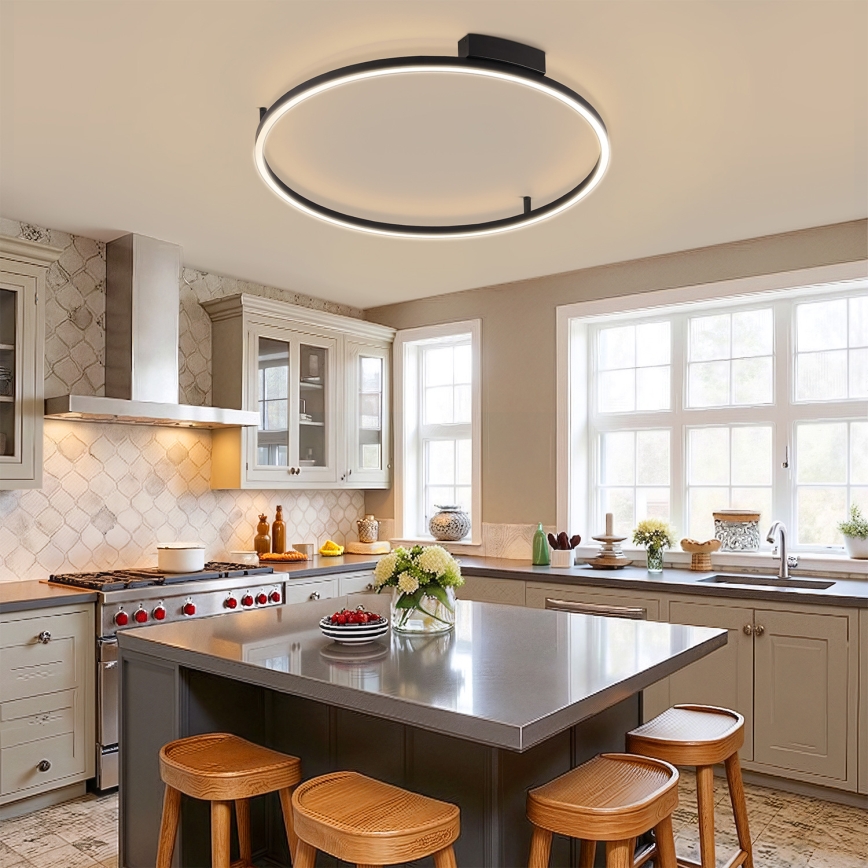 Brilagi - LED stmievateľné stropné svietidlo PORTOFINO LED/60W/230V 3000-6000K priemer 80 cm čierna + diaľkové ovládanie