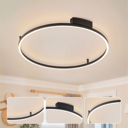 Brilagi - LED stmievateľné stropné svietidlo PORTOFINO LED/60W/230V 3000-6000K priemer 80 cm čierna + diaľkové ovládanie