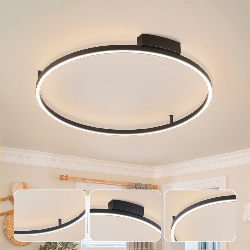 Brilagi - LED stmievateľné stropné svietidlo PORTOFINO LED/60W/230V 3000-6000K priemer 80 cm čierna + diaľkové ovládanie