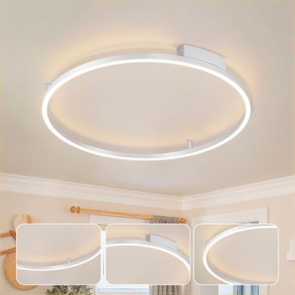 Brilagi - LED stmievateľné stropné svietidlo PORTOFINO LED/60W/230V 3000-6000 K priemer 80 cm strieborné + diaľkové ovládanie
