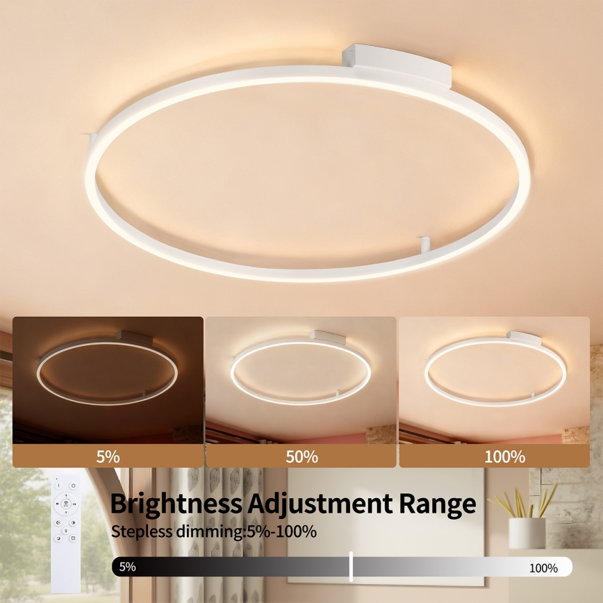 Brilagi - LED stmievateľné stropné svietidlo PORTOFINO LED/60W/230V 3000-6000K pr. 80 cm biela + diaľkové ovládanie