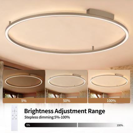 Brilagi - LED Stmievateľné stropné svietidlo PORTOFINO LED/85W/230V 3000-6000K pr. 120 cm béžová + diaľkové ovládanie