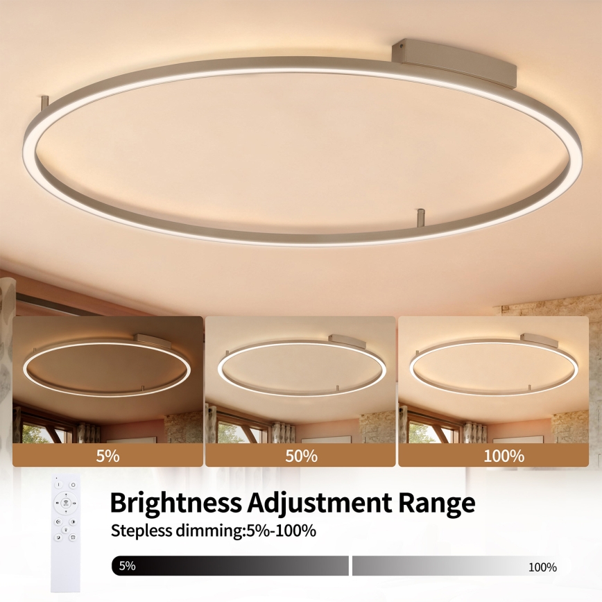 Brilagi - LED Stmievateľné stropné svietidlo PORTOFINO LED/85W/230V 3000-6000K pr. 120 cm béžová + diaľkové ovládanie
