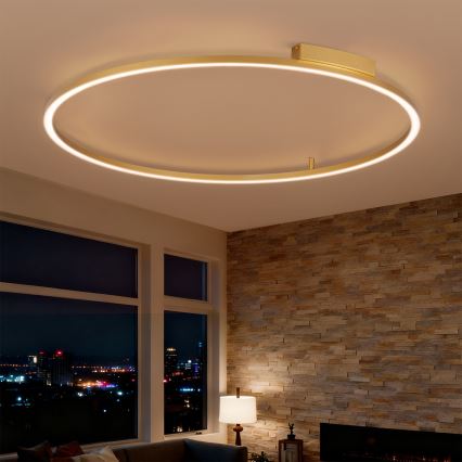 Brilagi - LED stmievateľné stropné svietidlo PORTOFINO LED/85W/230V 3000-6000K priemer 120 cm zlaté + diaľkové ovládanie