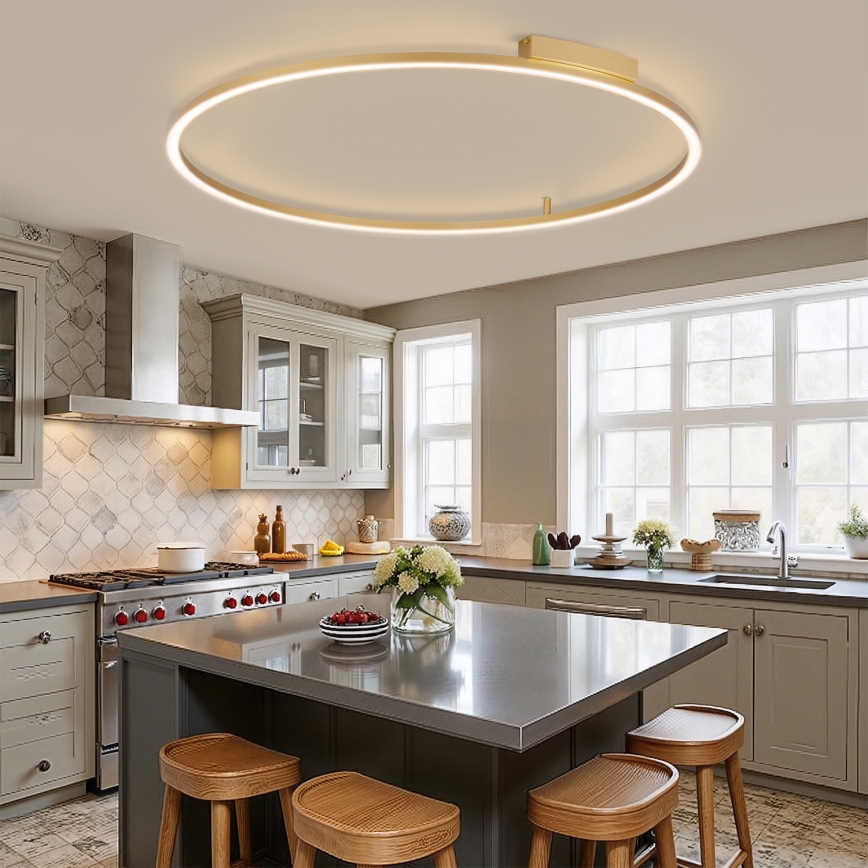 Brilagi - LED stmievateľné stropné svietidlo PORTOFINO LED/85W/230V 3000-6000K priemer 120 cm zlaté + diaľkové ovládanie
