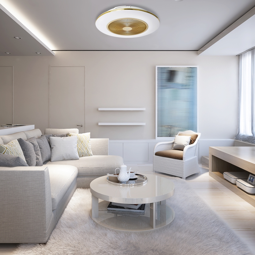 Brilagi - LED Stmievateľné svietidlo s ventilátorom AURA LED/38W/230V 3000-6000K zlatá + diaľkové ovládanie
