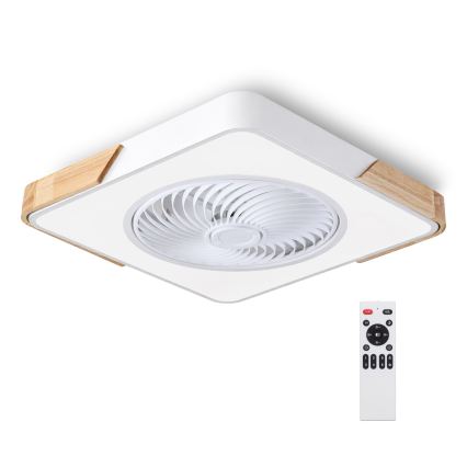 Brilagi - LED stmievateľné stropné svietidlo s ventilátorom LED/30W/230V 3000-6500K biela/dub + diaľkové ovládanie
