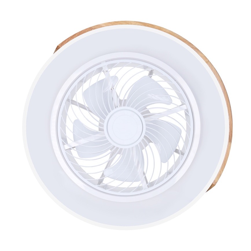 Brilagi - LED stmievateľné stropné svietidlo s ventilátorom LED/30W/230V 3000–6500K pr. 50 cm biela/dub + diaľkové ovládanie
