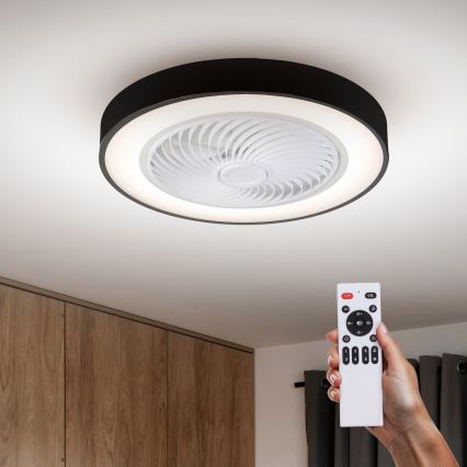 Brilagi - LED Stmievateľné stropné svietidlo s ventilátorom LED/30W/230V 3000-6500K čierna + diaľkové ovládanie