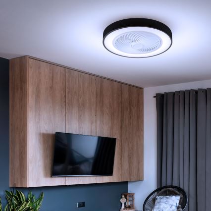 Brilagi - LED Stmievateľné stropné svietidlo s ventilátorom LED/30W/230V 3000-6500K čierna + diaľkové ovládanie