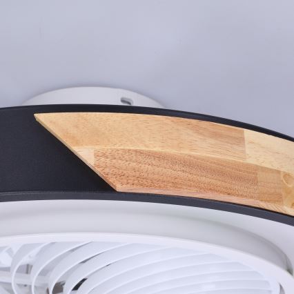 Brilagi - stmievateľné LED stropné svietidlo s ventilátorom LED/30 W/230 V 3000–6500 K priemer 50 cm čierna/dub + diaľkové ovládanie
