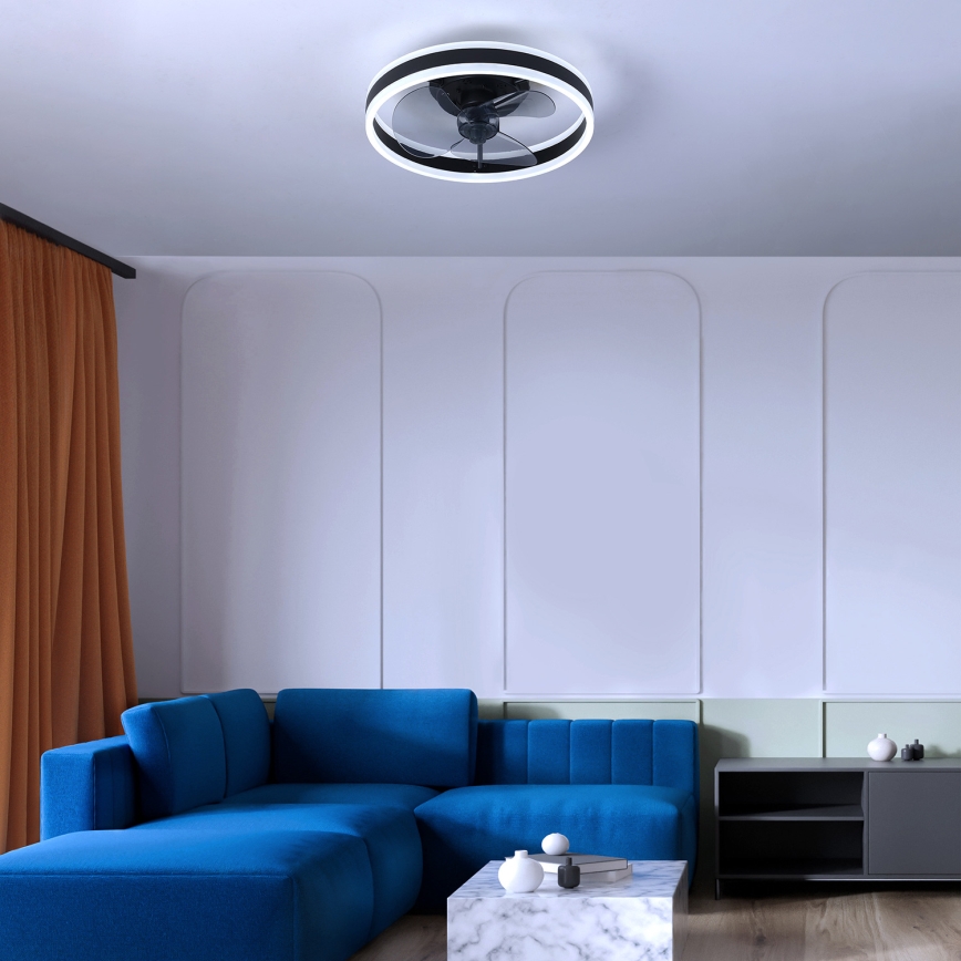 Brilagi - LED stmievateľné stropné svietidlo s ventilátorom LED/30W/230V 3000-6500K čierna + diaľkové ovládanie