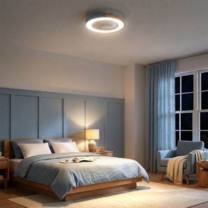 Brilagi - LED stmievateľné stropné svietidlo s ventilátorom LED/38W/230V 3000-6500K pr. 50 cm modré/dub + diaľkové ovládanie
