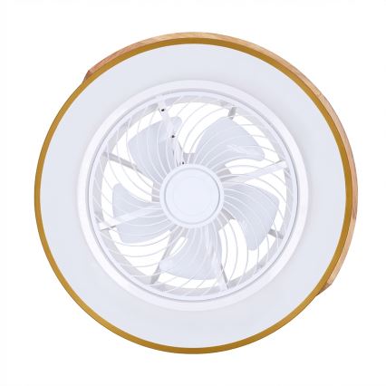 Brilagi - LED stmievateľné stropné svietidlo s ventilátorom LED/38W/230V 3000-6500K pr. 50 cm modré/dub + diaľkové ovládanie