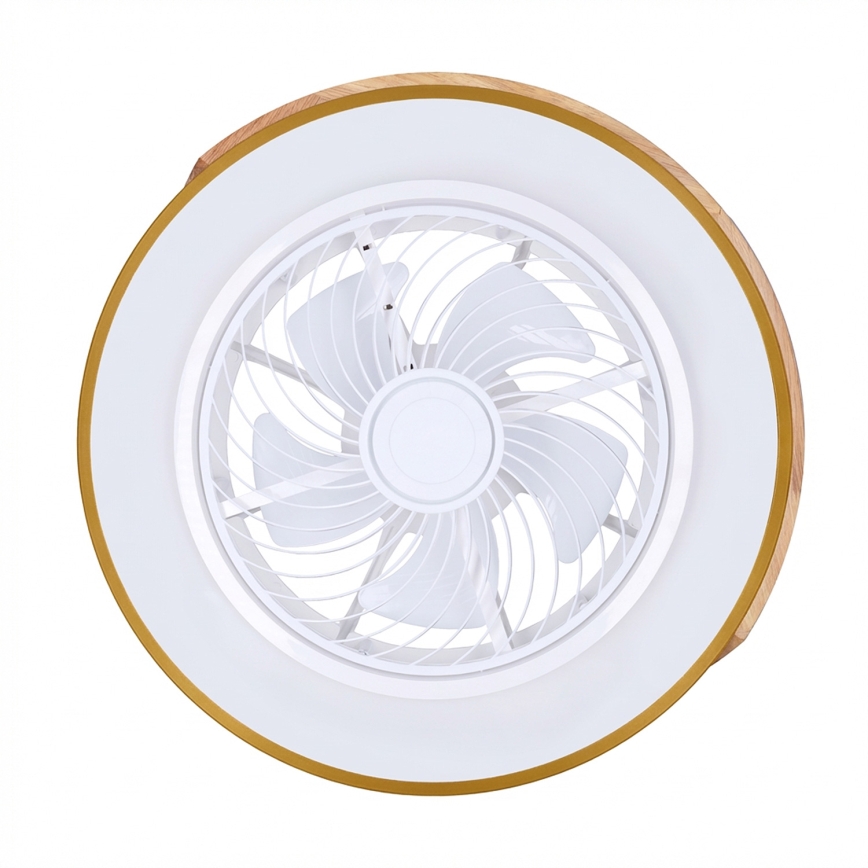 Brilagi - LED stmievateľné stropné svietidlo s ventilátorom LED/38W/230V 3000-6500K pr. 50 cm modré/dub + diaľkové ovládanie