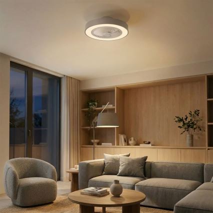 Brilagi - LED stmievateľné stropné svietidlo s ventilátorom LED/38W/230V 3000-6500K 3000-6500K pr. 50 cm sivá + diaľkové ovládanie