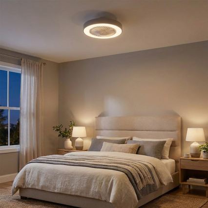 Brilagi - LED stmievateľné stropné svietidlo s ventilátorom LED/38W/230V 3000-6500K 3000-6500K pr. 50 cm sivá + diaľkové ovládanie