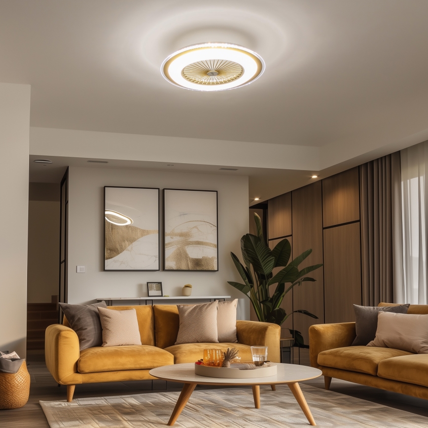 Brilagi - LED Stmievateľné svietidlo s ventilátorom RONDA LED/48W/230V 3000-6000K zlatá + diaľkové ovládanie