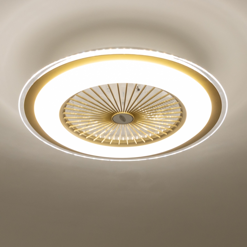 Brilagi - LED Stmievateľné svietidlo s ventilátorom RONDA LED/48W/230V 3000-6000K zlatá + diaľkové ovládanie