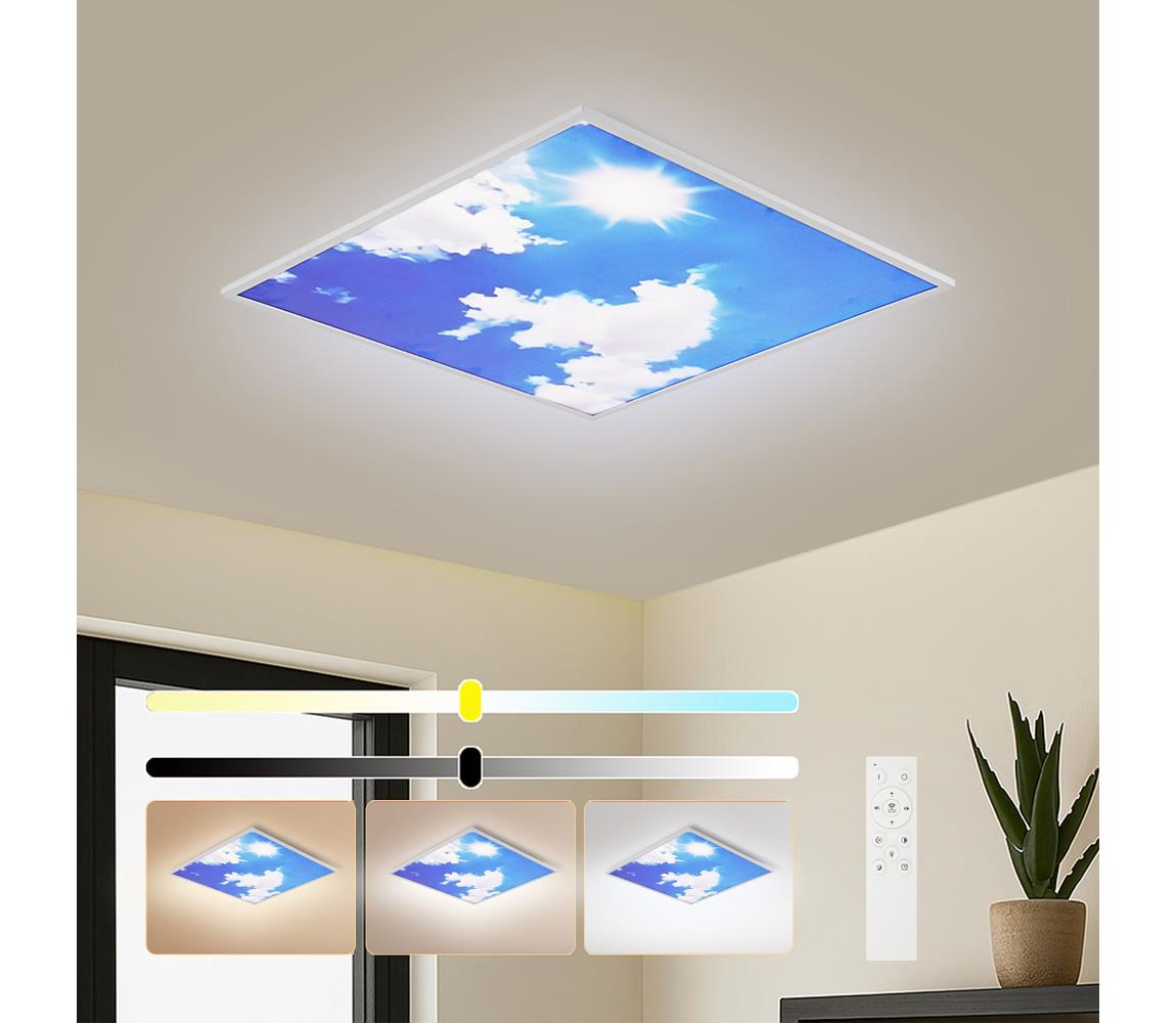 Brilagi-LED Stmievateľné svietidlo SLIMFRAME SKY LED/58W/230V 60x60 cm strieborná/modrá + diaľkové ovládanie BRI498