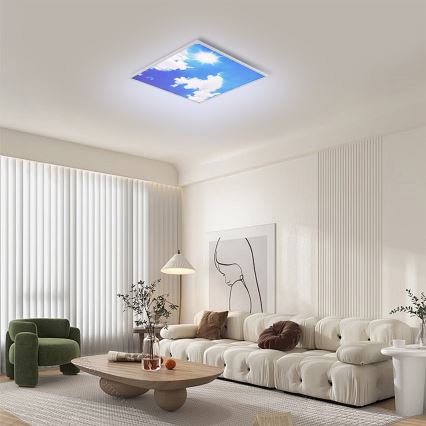 Brilagi - LED stmievateľné stropné svietidlo SLIMFRAME SKY LED/58W/230V 60x60 cm 3000-6000K strieborná/modrá + diaľkové ovládanie