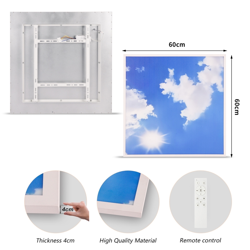Brilagi - LED stmievateľné stropné svietidlo SLIMFRAME SKY LED/58W/230V 60x60 cm 3000-6000K strieborná/modrá + diaľkové ovládanie